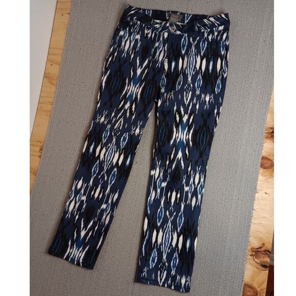Su & Lola Pants Womens 6 Aztec Blue Stretch 5 Pocket Straight - Picture 3 of 14